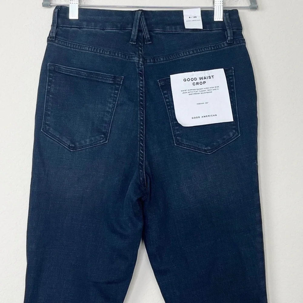 Good American Good Waist Crop Raw Hem Jeans in BLUE631